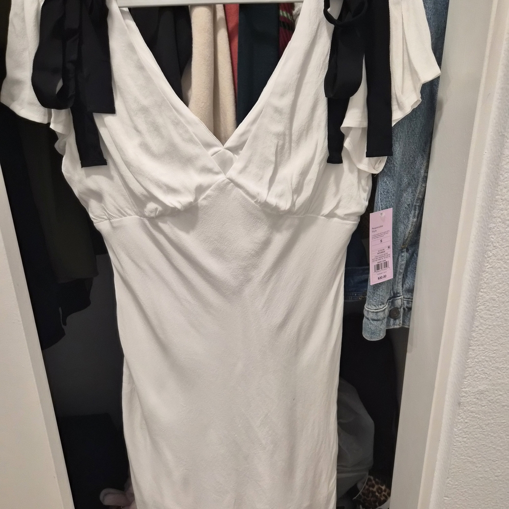 Wild Fable White Midi Dress with Black Accents